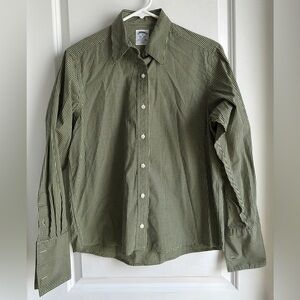 Vintage Brooks Brothers Women’s Shirt Yellow & Navy Gingham Long Sleeve Size S